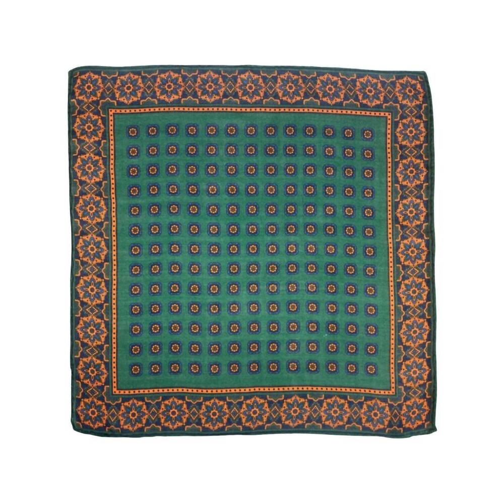 NEW JOAN CALABRESE men's geometric print pocket square in green mix